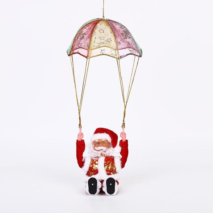 Santa Claus climbing rope