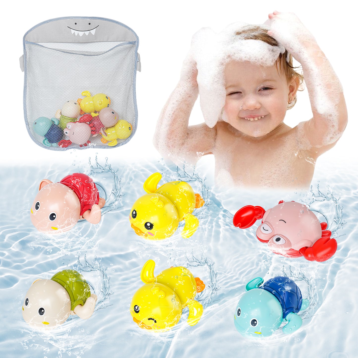 Baby Bath Toys 7 Packs Cute Swimming Toys