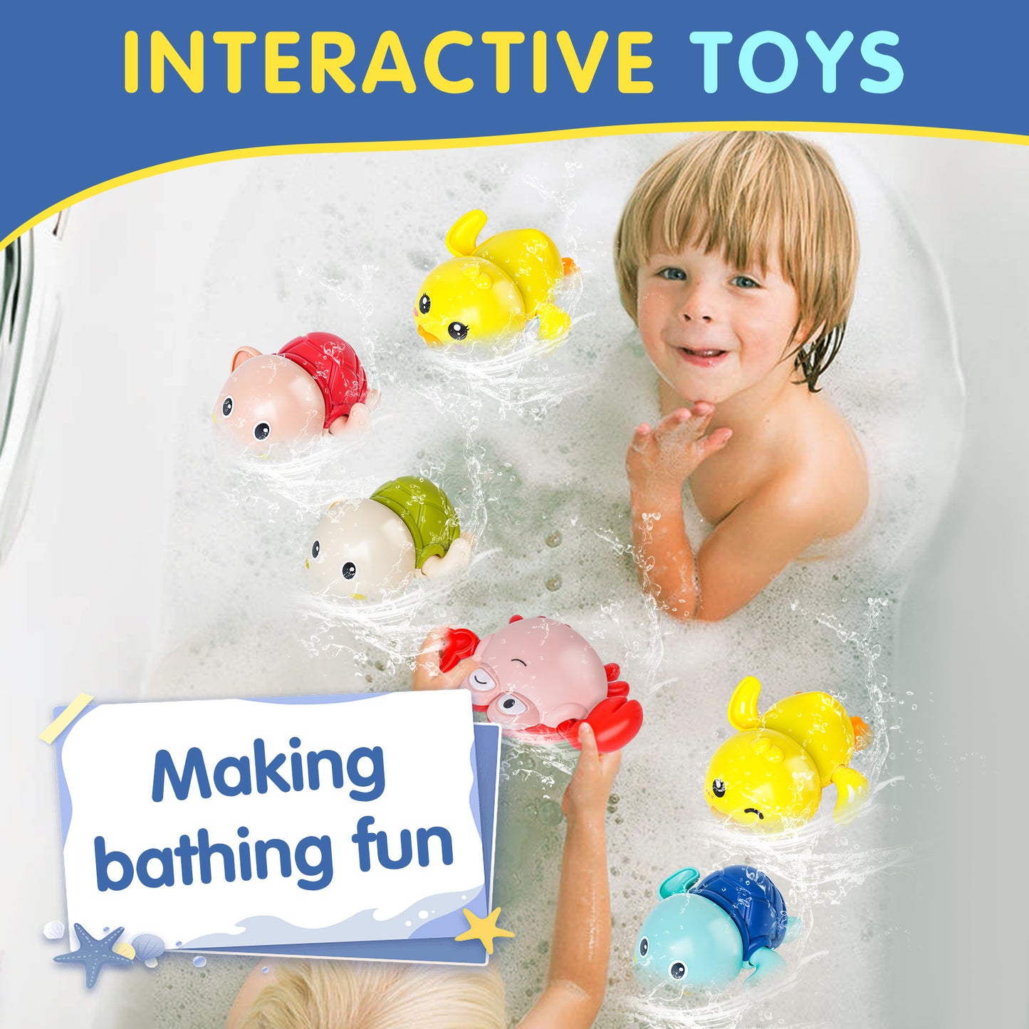 Baby Bath Toys 7 Packs Cute Swimming Toys