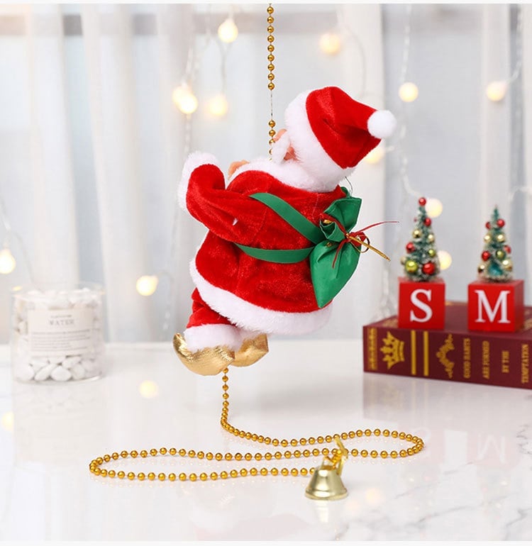 Santa Claus climbing rope