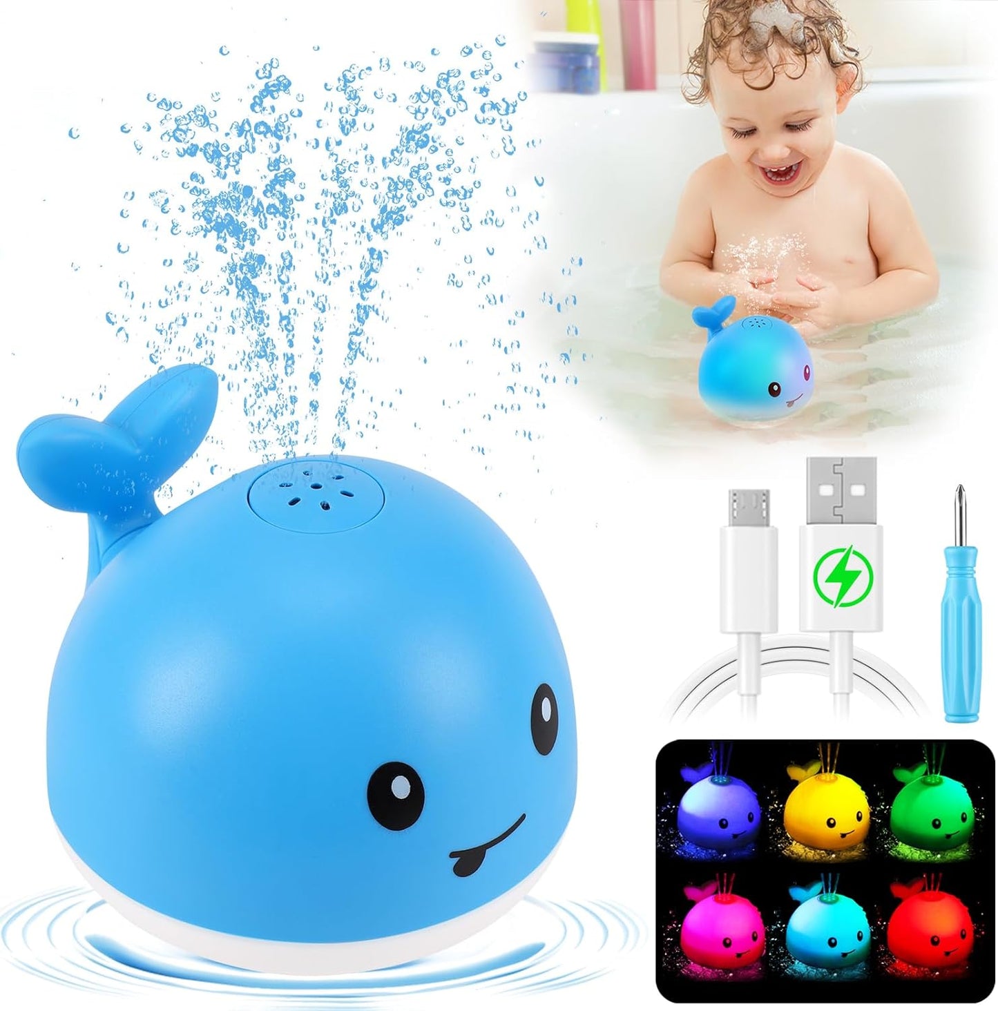 Baby Whale Spray water Bath Toy Rechargeable