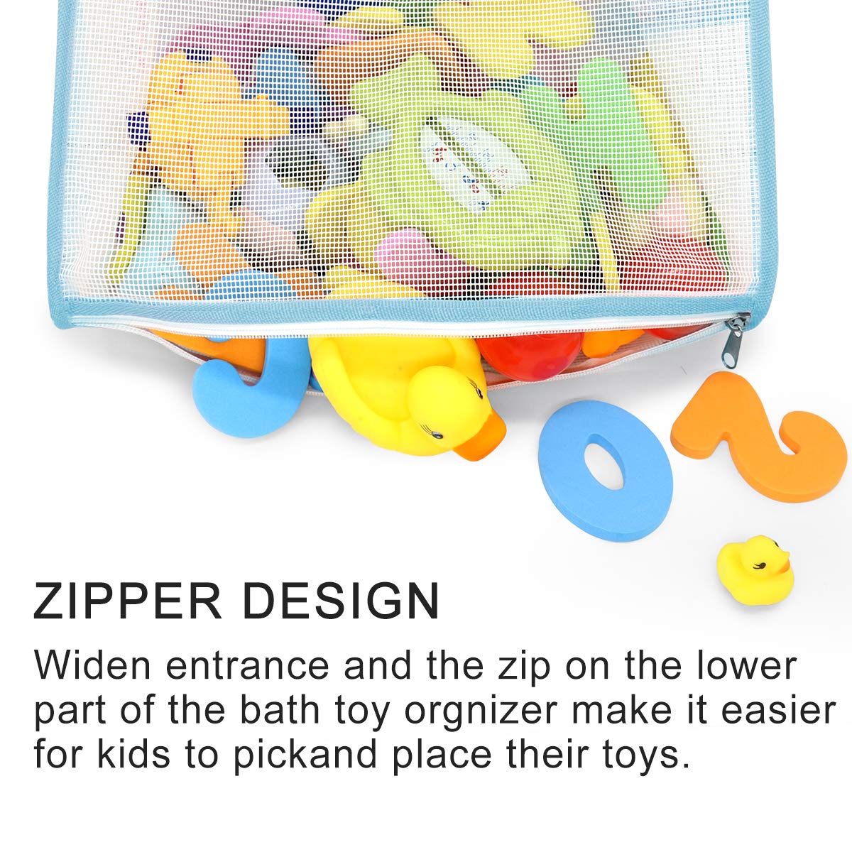 Bottom Zipper Bathtub Toy Storage Bag