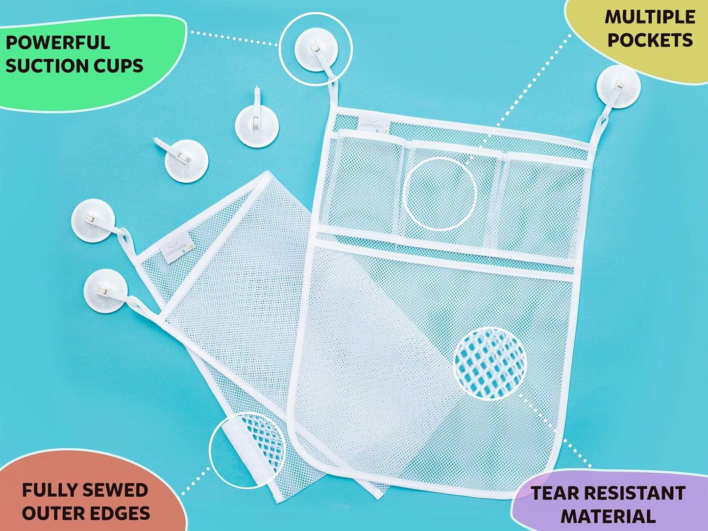 2 x Mesh Bath Toy Organizer