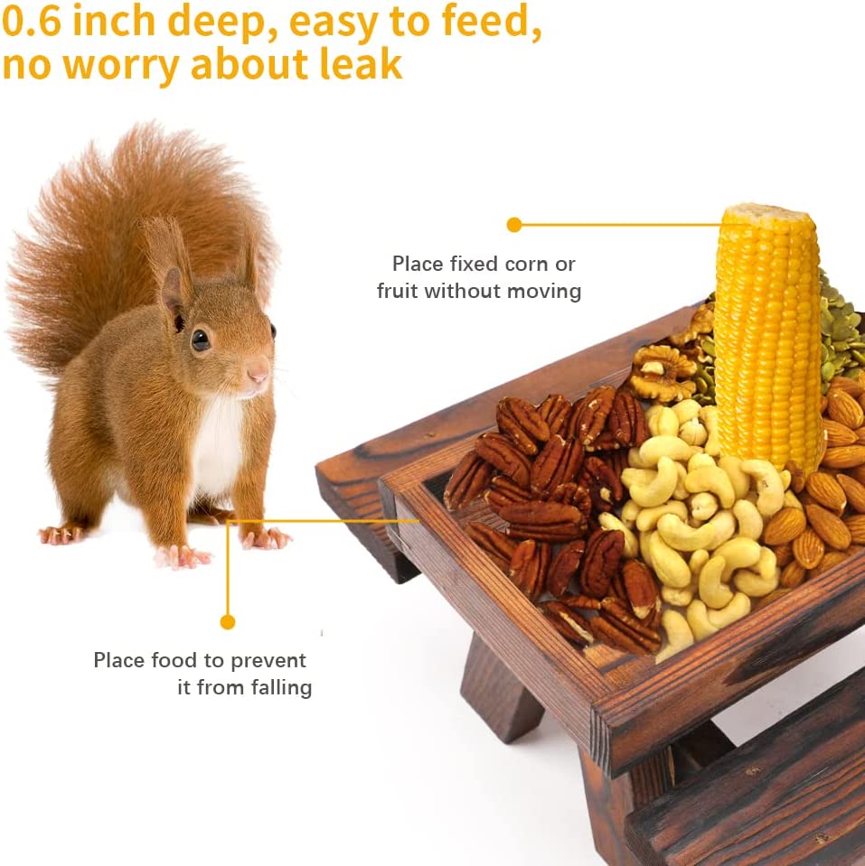 Wooden Squirrel Feeder Picnic Tabler